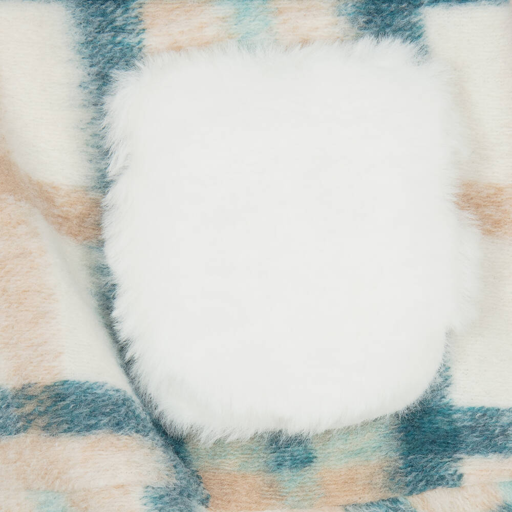 iDO Малыши-Бежево-синее трикотажное платье в клетку для девочек | Childrensalon Outlet