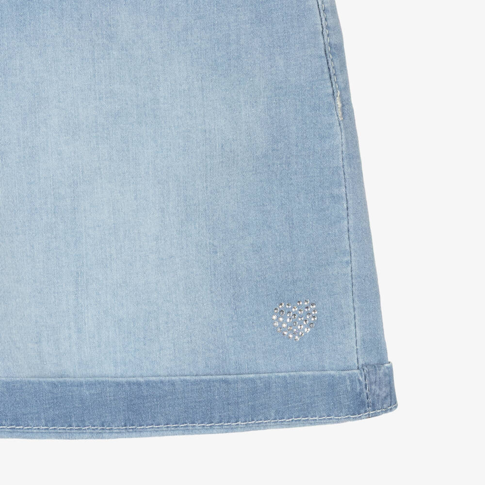 iDO-Girls Light Blue Chambray Shorts with Turn-Ups | Childrensalon Outlet