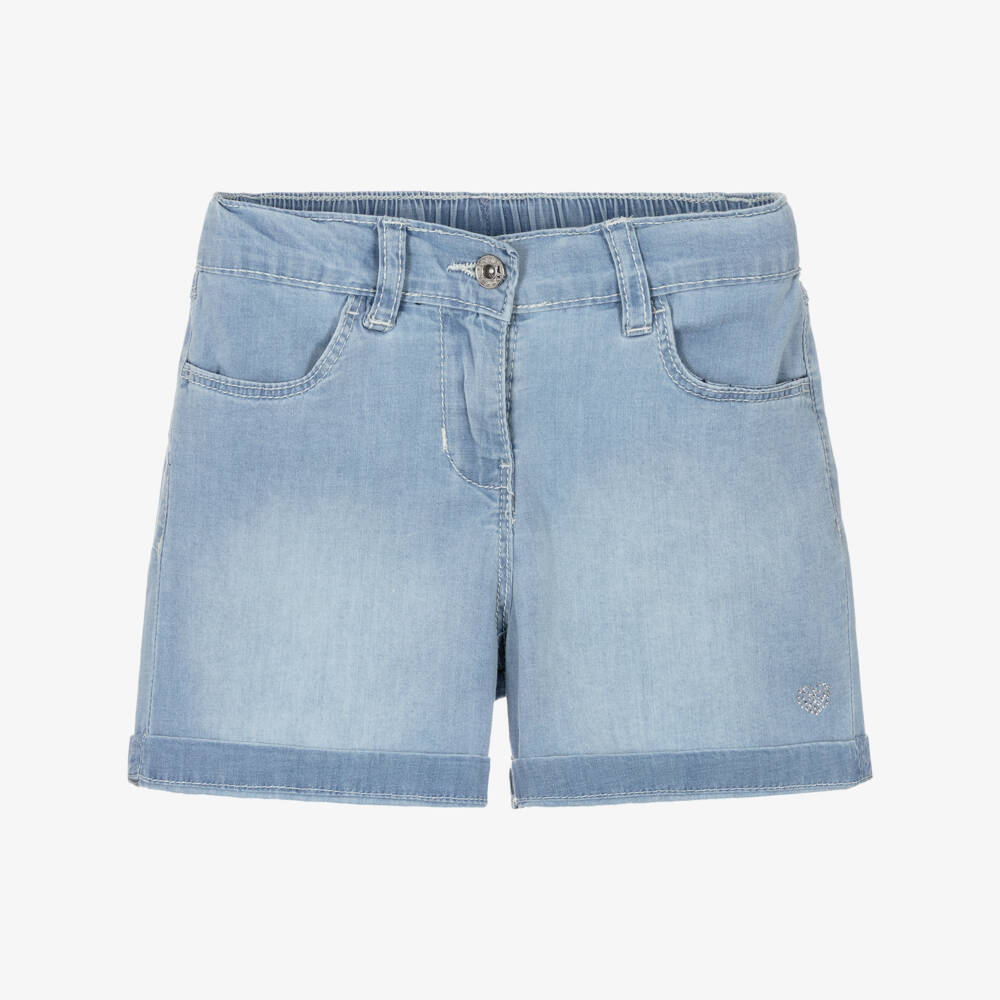 iDO-Girls Light Blue Chambray Shorts with Turn-Ups | Childrensalon Outlet