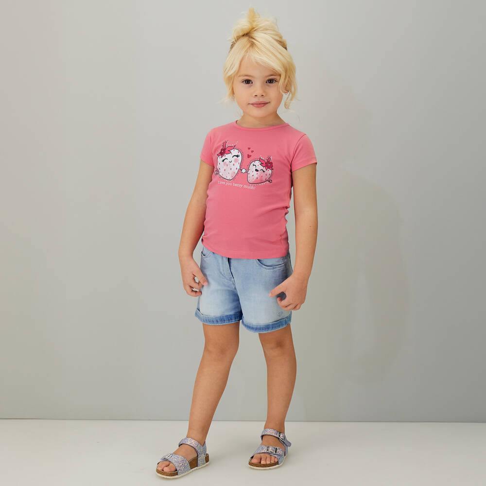 iDO-Girls Light Blue Chambray Shorts with Turn-Ups | Childrensalon Outlet