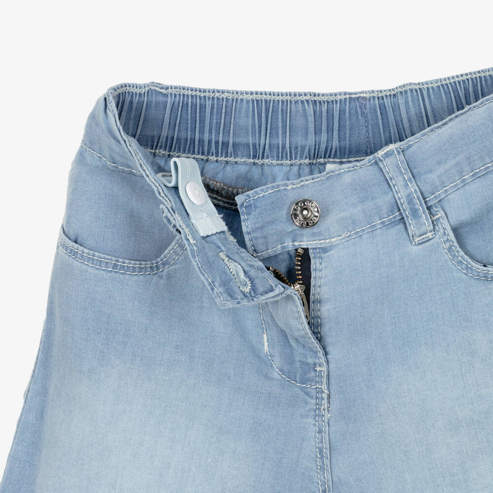 iDO-Girls Light Blue Chambray Shorts with Turn-Ups | Childrensalon Outlet