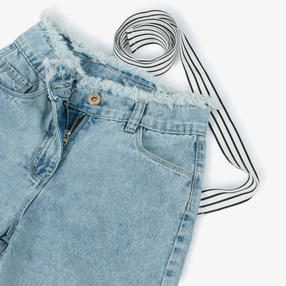 iDO Junior-طقم شورت دنيم فاتح للبنات بحواف ممزقة | Childrensalon Outlet