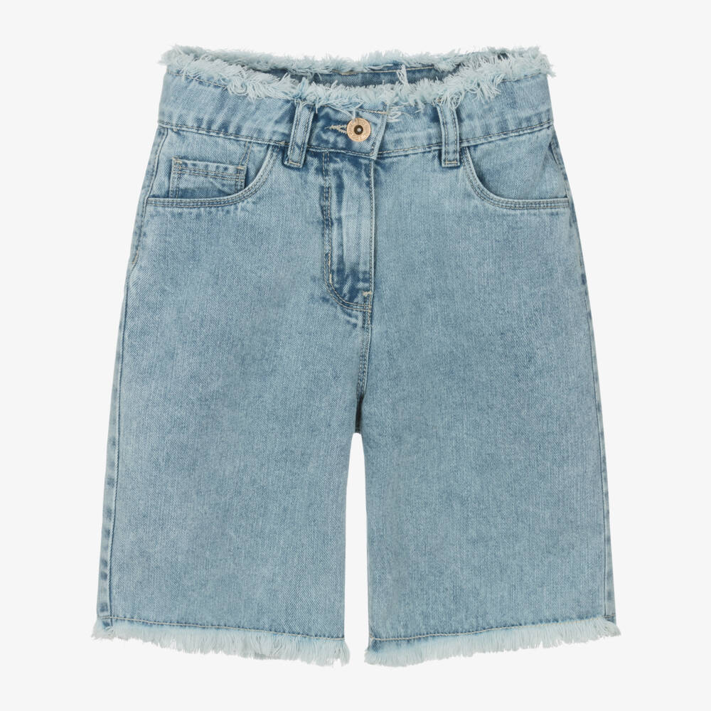 iDO Junior-طقم شورت دنيم فاتح للبنات بحواف ممزقة | Childrensalon Outlet