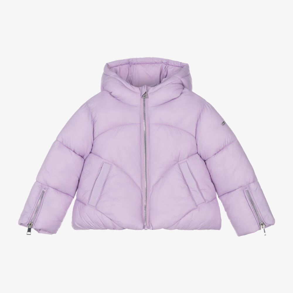 iDO Baby-Girls Lilac Quilted Hooded Jacket | Childrensalon Outlet