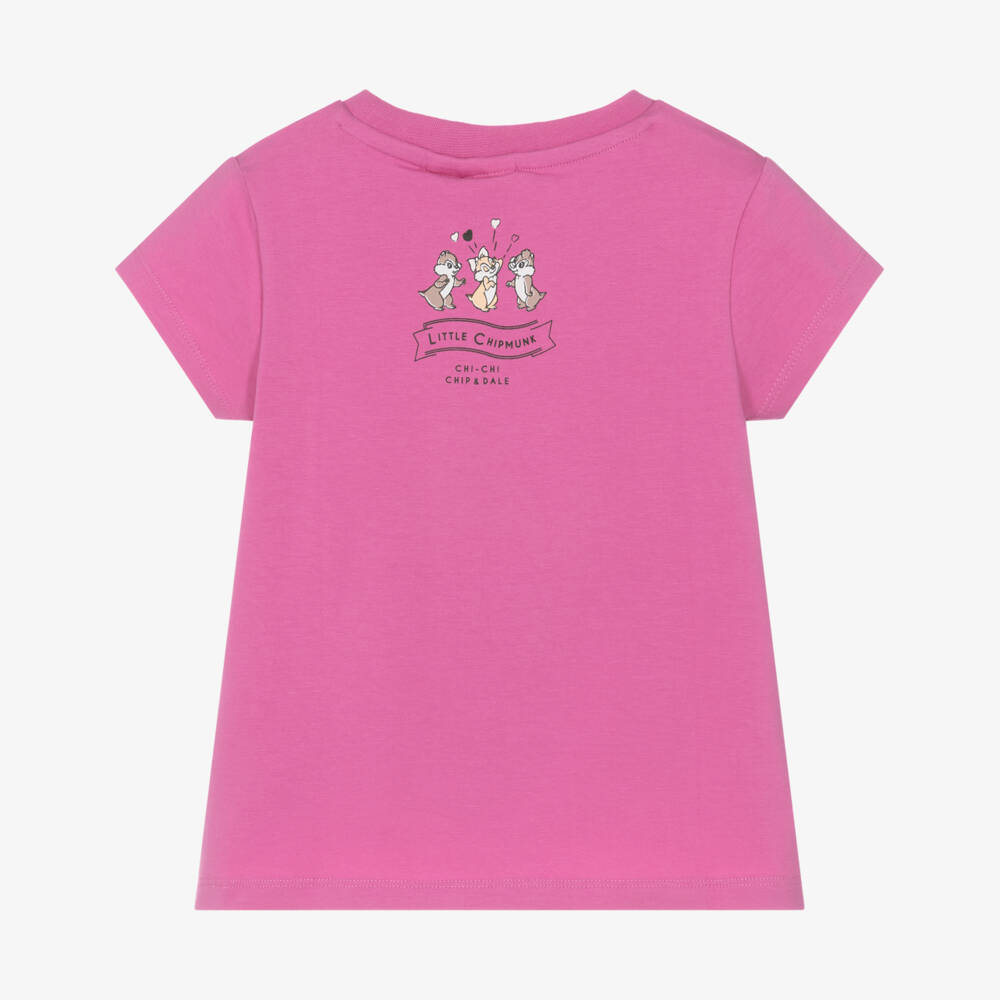 iDO Baby-Girls Magenta Sparkle Tee with Chip & Dale | Childrensalon Outlet