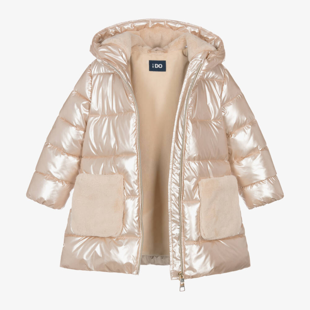 iDO Малыши-Girls Metallic Padded Hooded Coat | Childrensalon Outlet