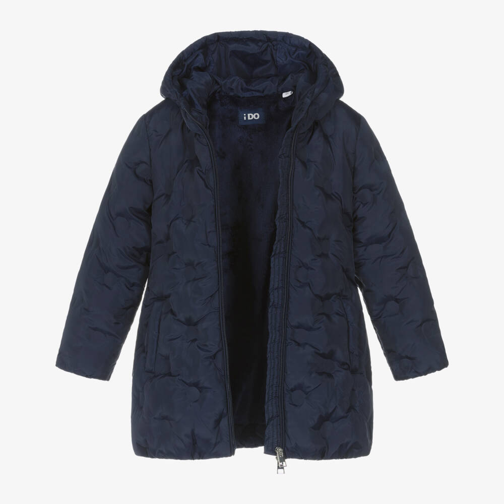 iDO Малыши-Синее пальто с капюшоном для девочек | Childrensalon Outlet