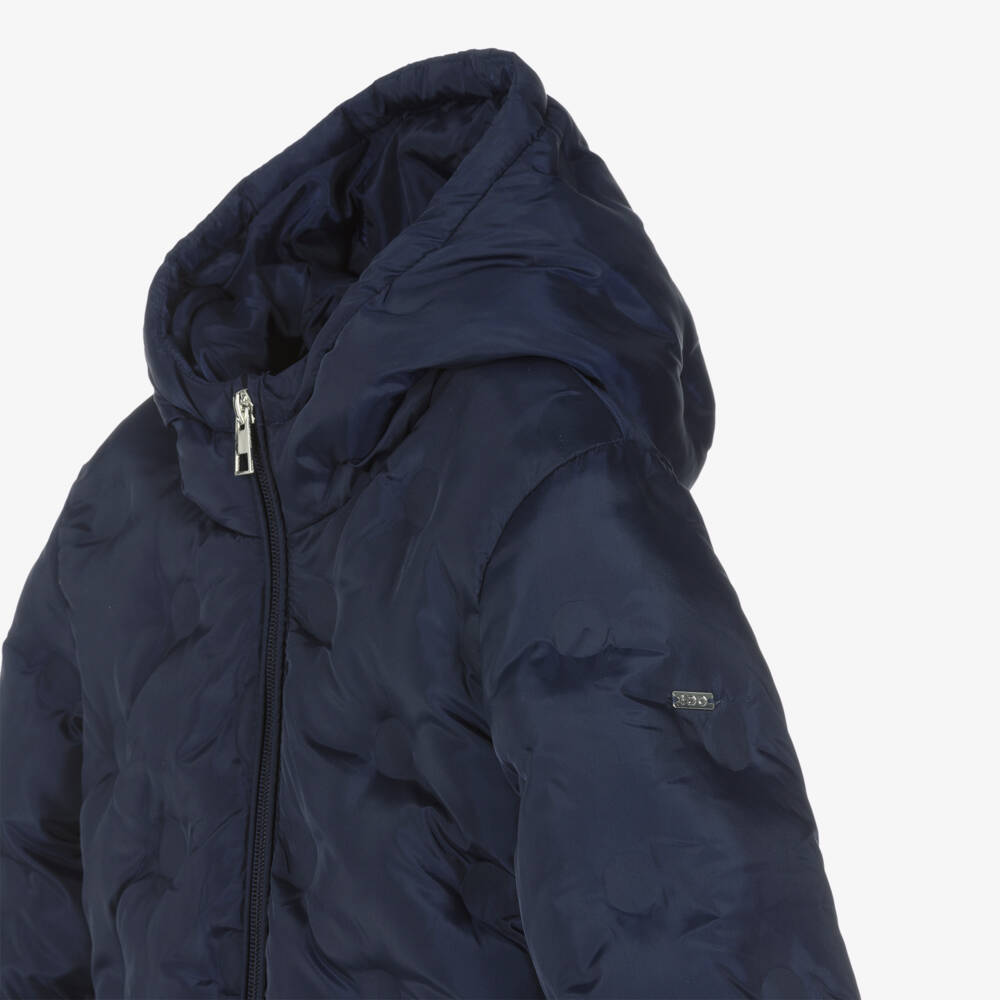 iDO Малыши-Синее пальто с капюшоном для девочек | Childrensalon Outlet