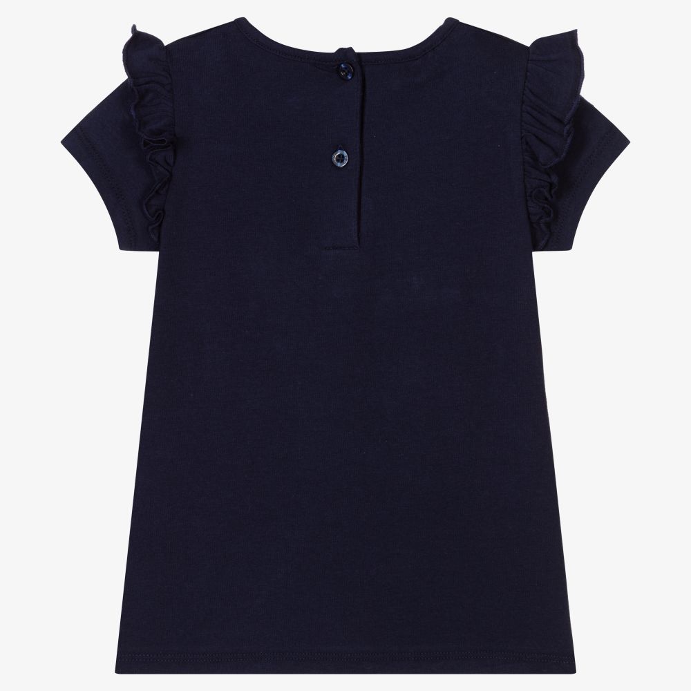 iDO Baby-Girls Navy Blue Cotton T-Shirt | Childrensalon Outlet