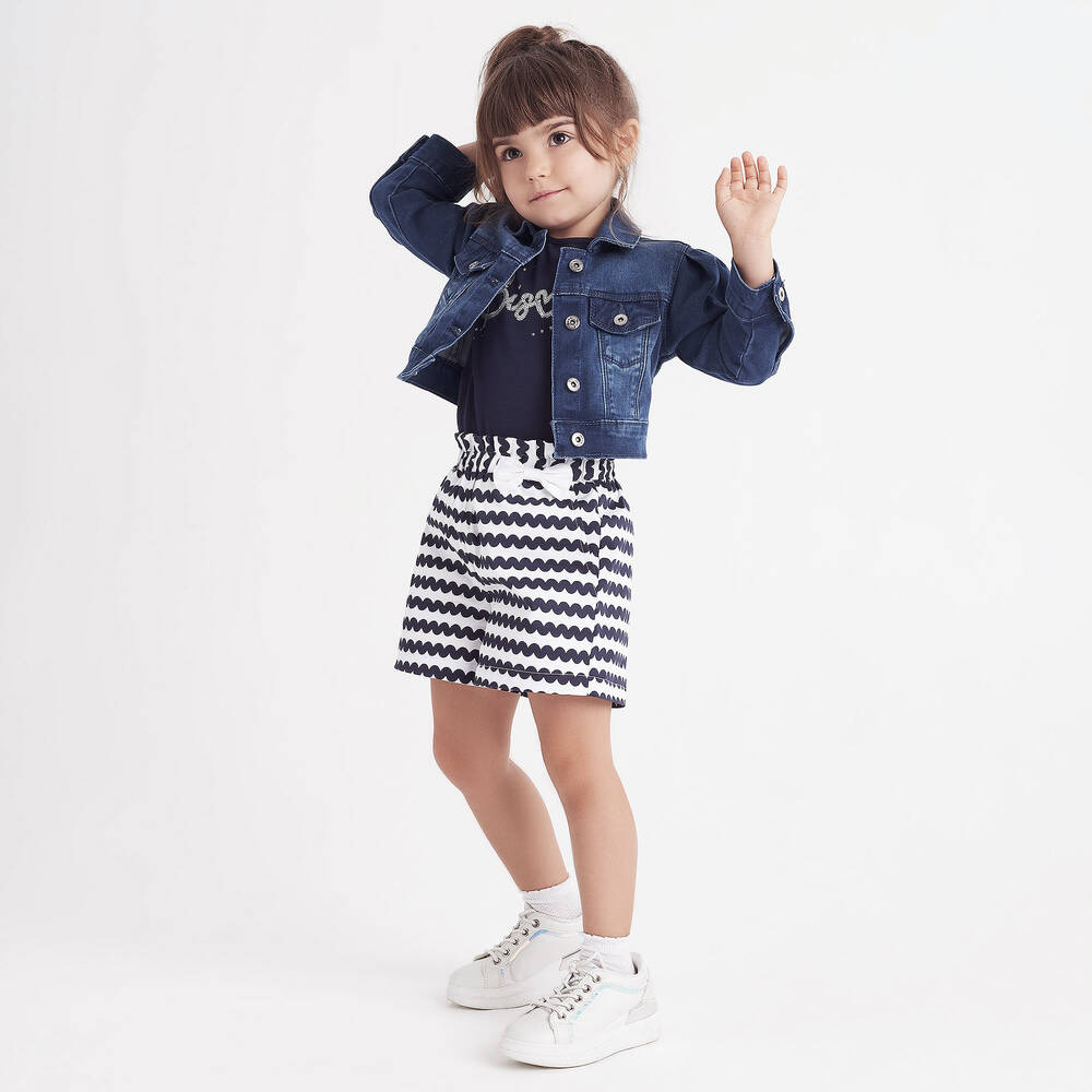 iDO Baby-Girls Navy Blue Cotton T-Shirt | Childrensalon Outlet