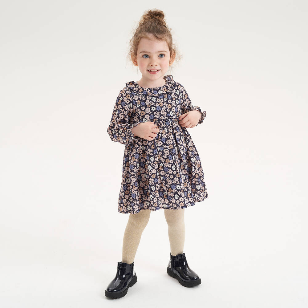 iDO Baby Girls Navy Blue Floral Dress Childrensalon Outlet