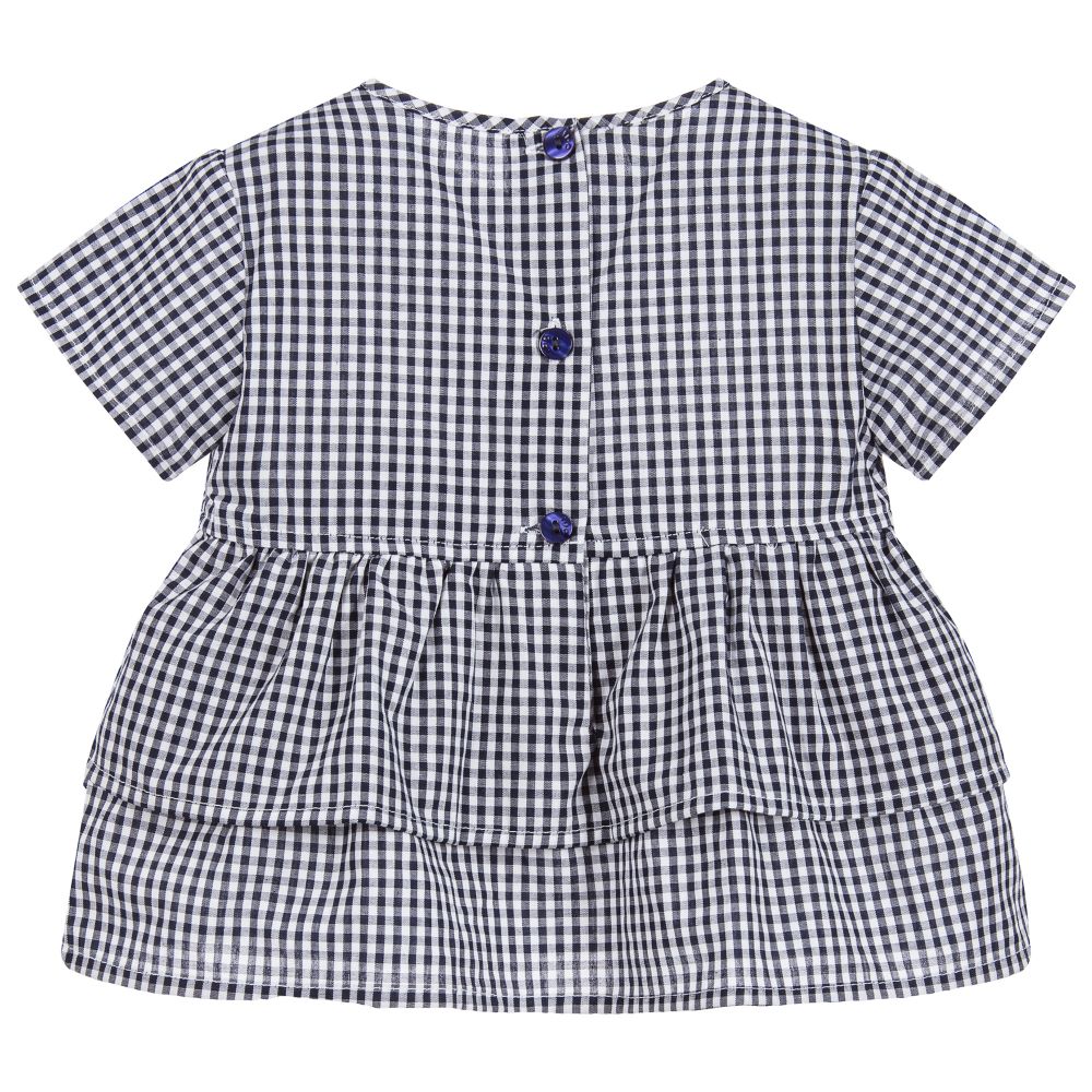 iDO Малыши-Girls Navy Blue Gingham Blouse | Childrensalon Outlet