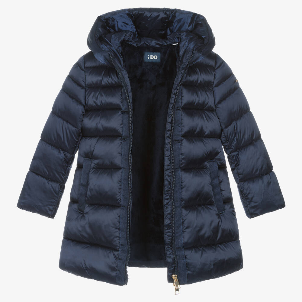 iDO Baby Girls Navy Blue Gooded Puffer Coat