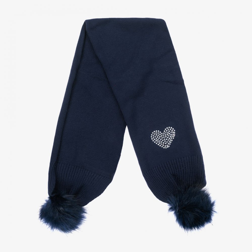 آي دو Baby-سكارف مزيج صوف وقطن محبوك لون كحلي للبنات | Childrensalon Outlet