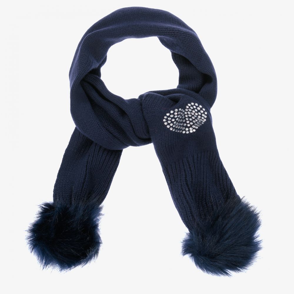 iDO Baby - Girls Navy Blue Heart Scarf | Childrensalon