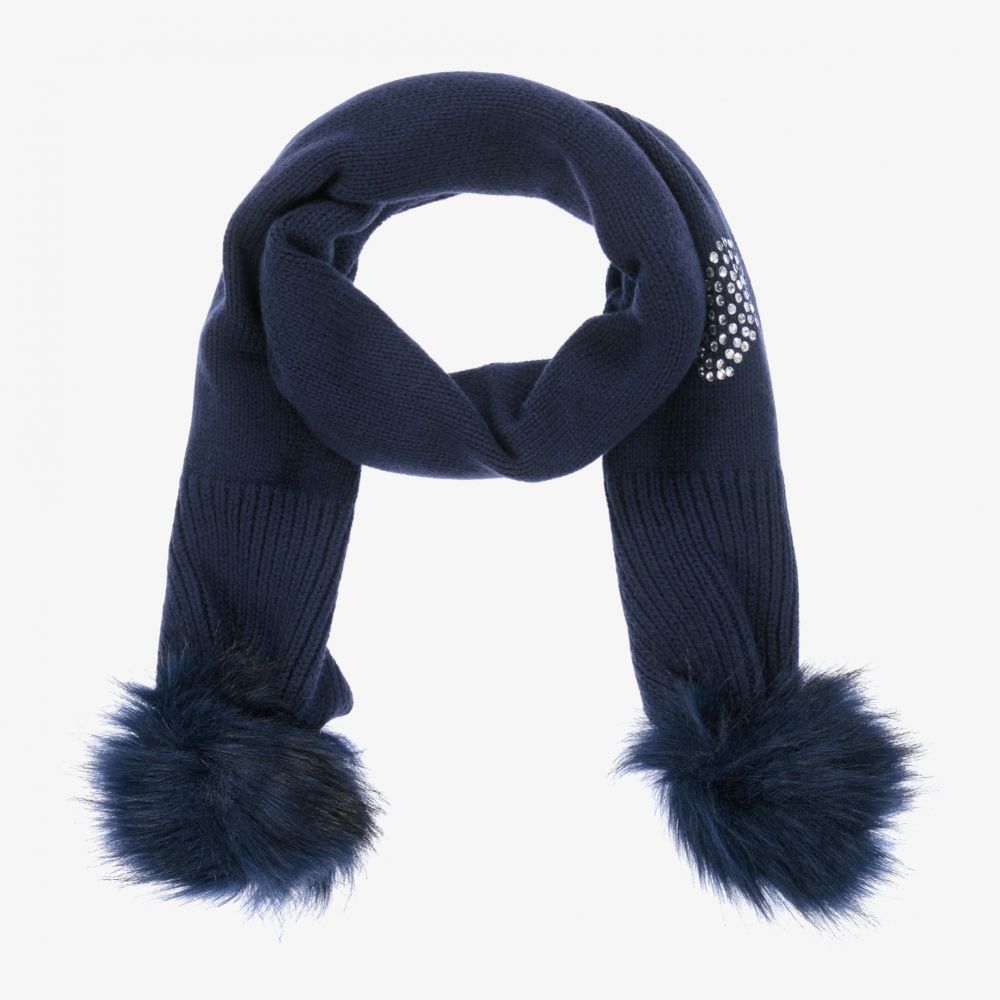 آي دو Baby-سكارف مزيج صوف وقطن محبوك لون كحلي للبنات | Childrensalon Outlet