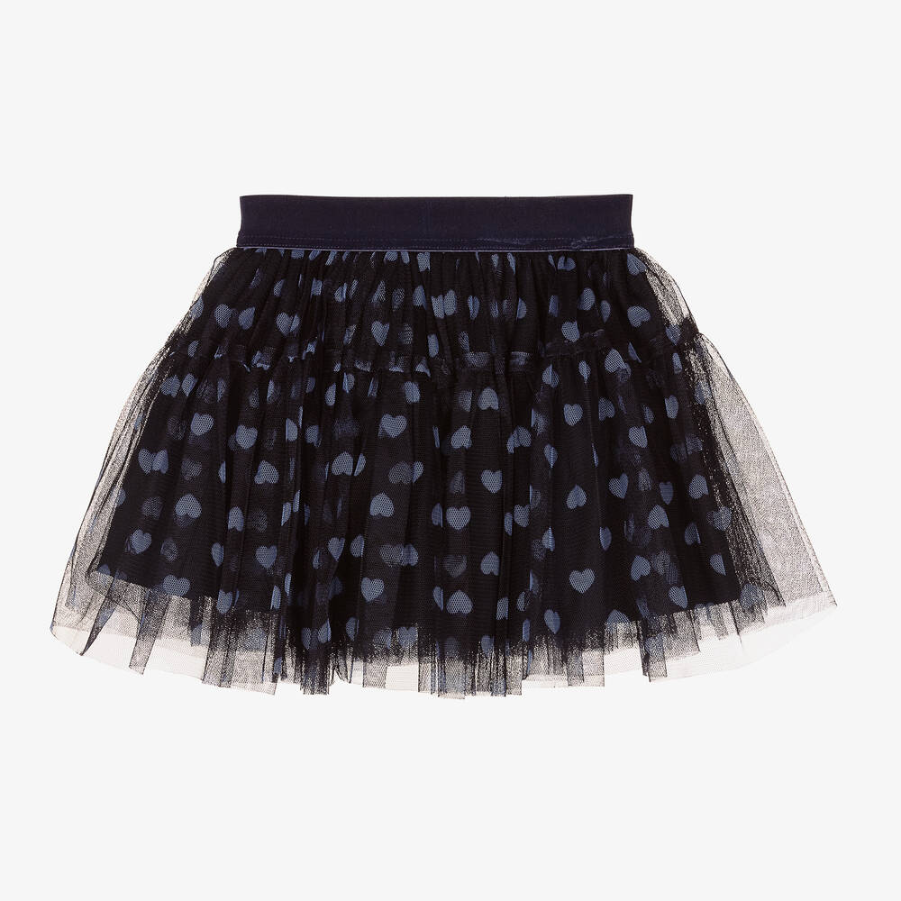 iDO Baby - Girls Navy Blue Hearts Tulle Tutu Skirt | Childrensalon