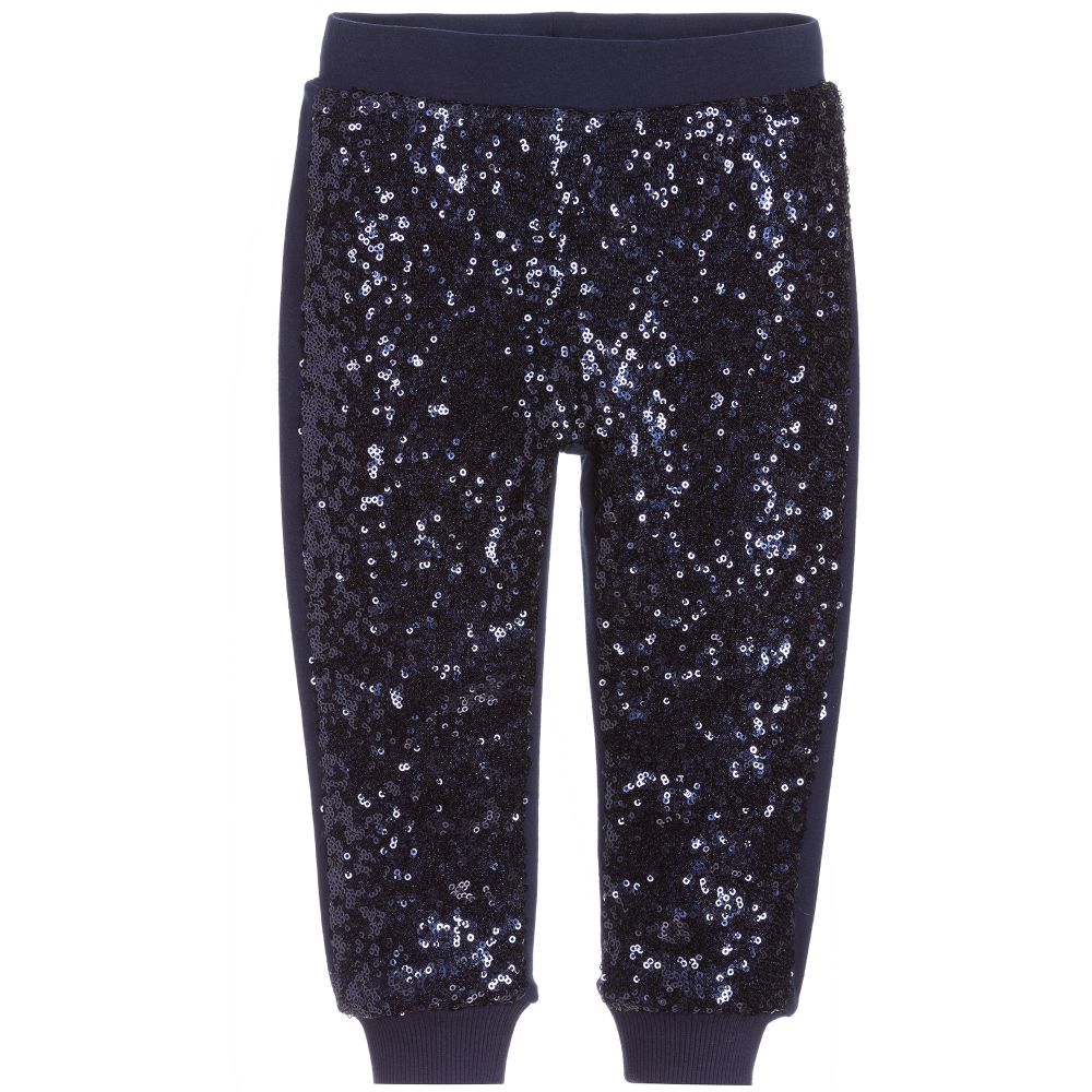 iDO Baby - Girls Navy Blue Sequin Joggers | Childrensalon