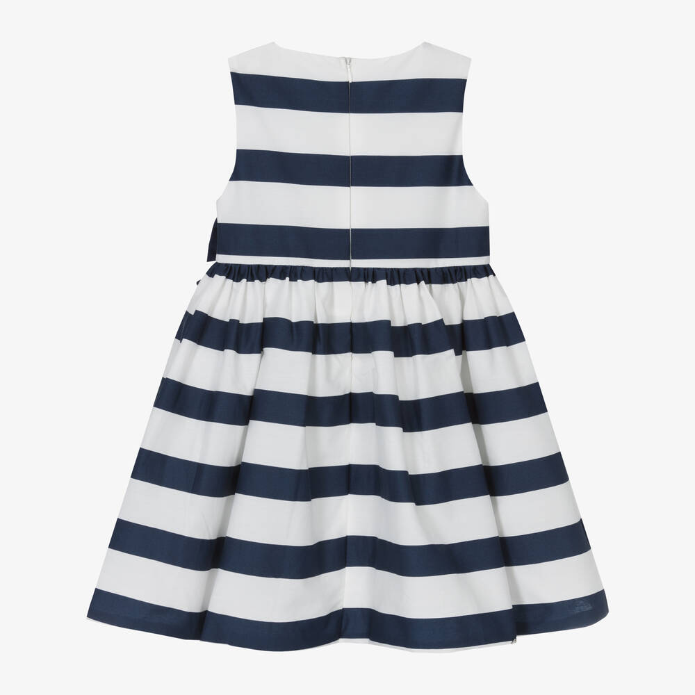 iDO Baby-فستان مزيج قطن مقلم لون كحلي وأبيض | Childrensalon Outlet