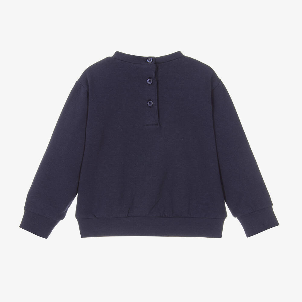 iDO Baby-Girls Navy Diamanté Cotton Top | Childrensalon Outlet