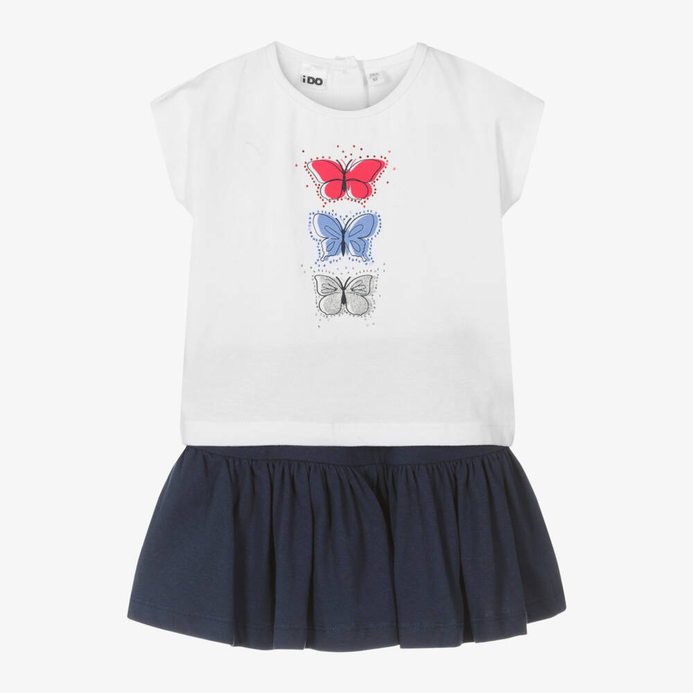 iDO Baby-Girls Navy & White Butterfly Skort Set | Childrensalon Outlet