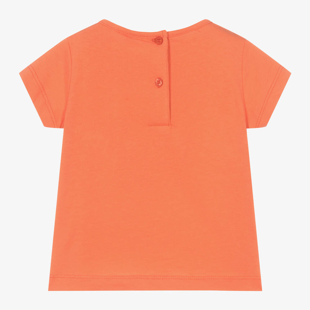 iDO Baby-Girls Orange Cotton Flower T-Shirt | Childrensalon Outlet