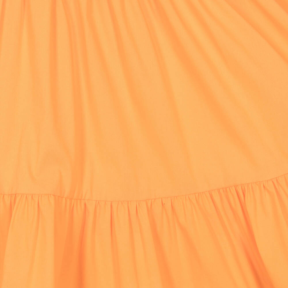 iDO Baby-فستان مزيج بوبلين لون برتقالي فاقع مزين بكشكش | Childrensalon Outlet