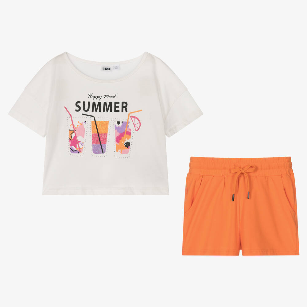 iDO Для младших-Топ и оранжевые шорты из хлопка | Childrensalon Outlet