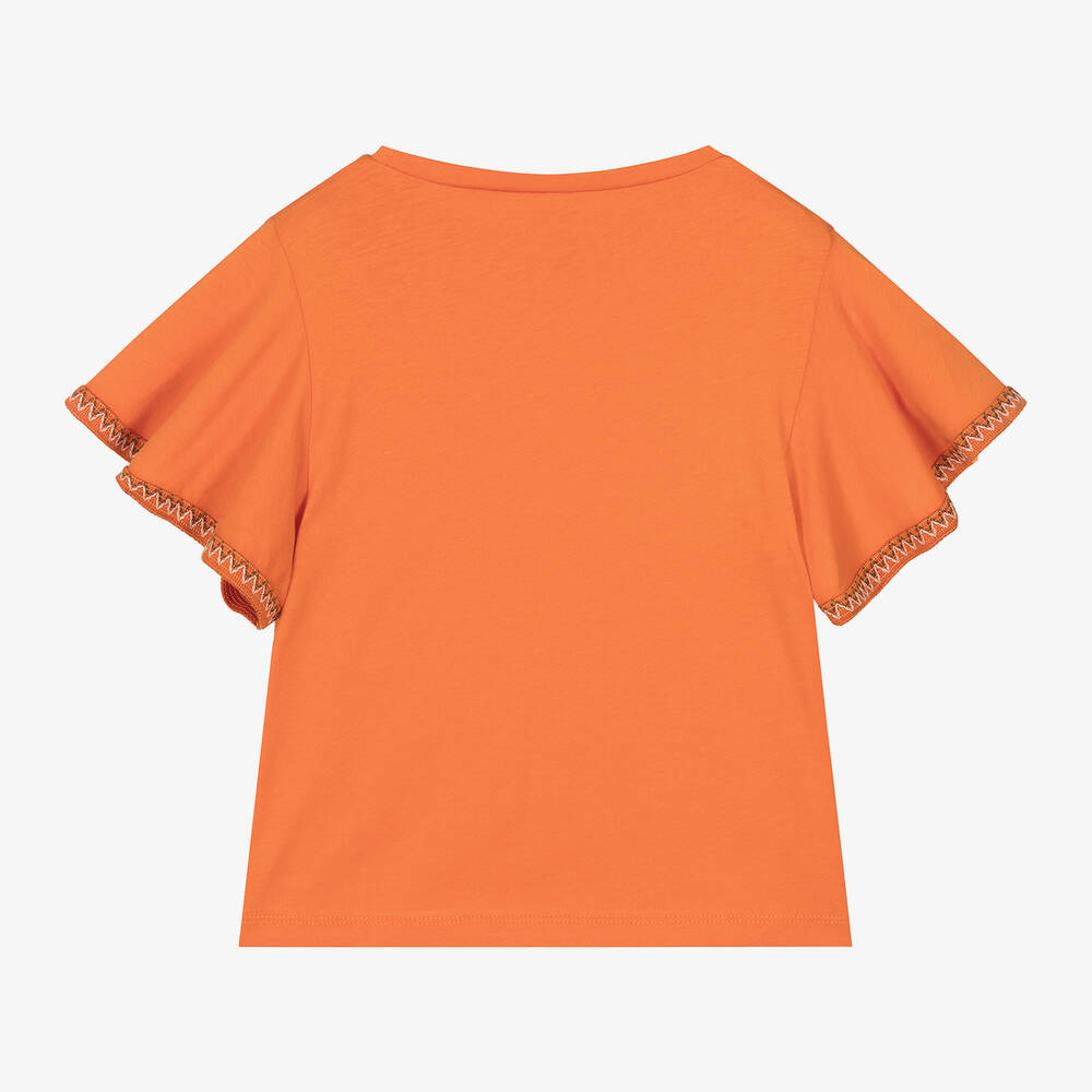 iDO Junior-Girls Orange Cotton T-Shirt | Childrensalon Outlet