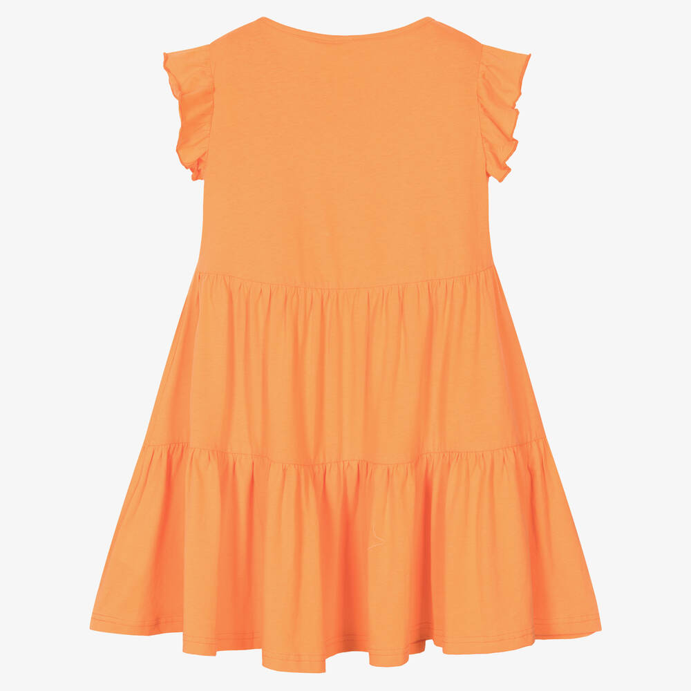 iDO Junior-فستان قطن بطبقات لون برتقالي | Childrensalon Outlet