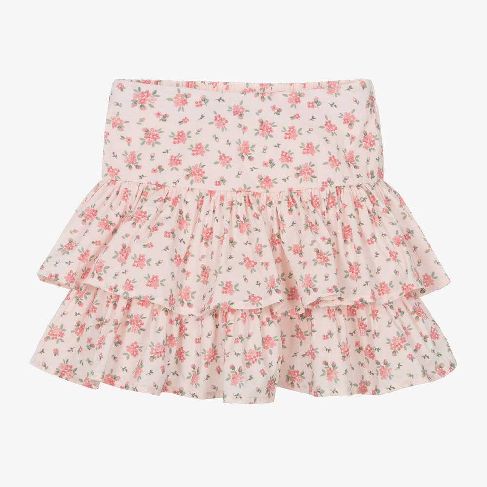 iDO Baby-Girls Pale Pink Cotton Floral Skirt | Childrensalon Outlet