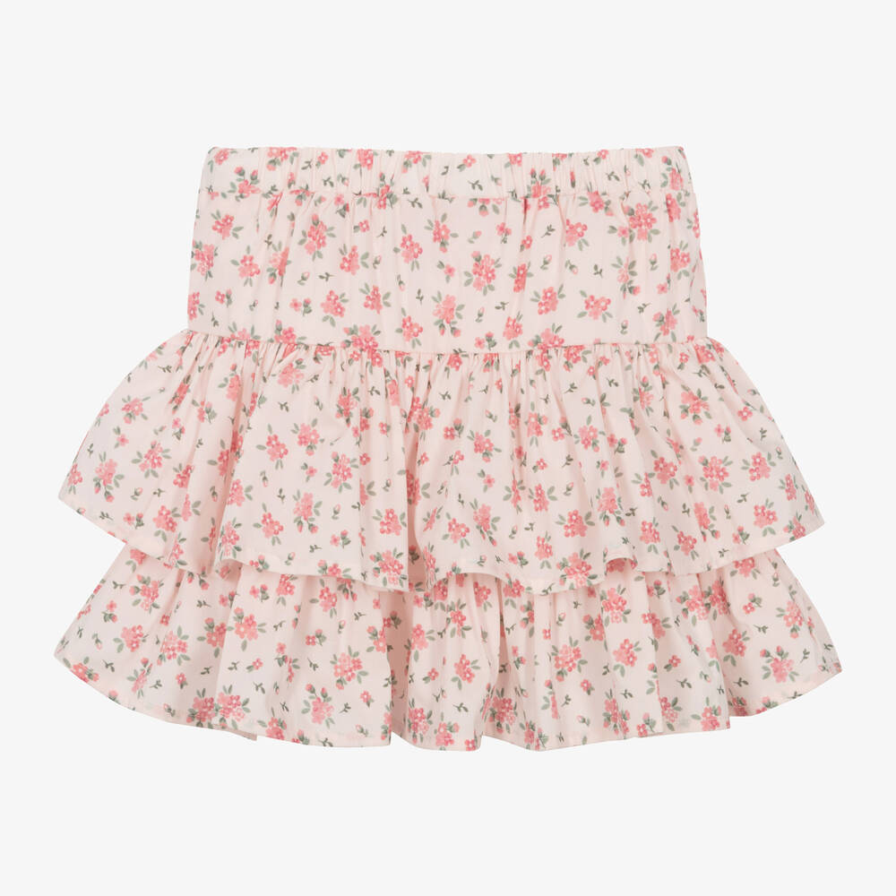iDO Малыши-Girls Pale Pink Cotton Floral Skirt | Childrensalon Outlet