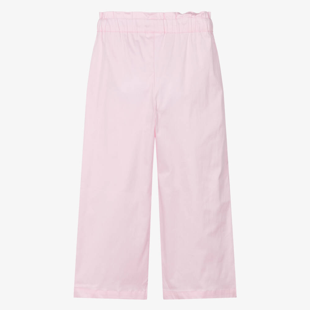 iDO-Girls Pale Pink Cotton Trousers with Bow Belt | Childrensalon Outlet