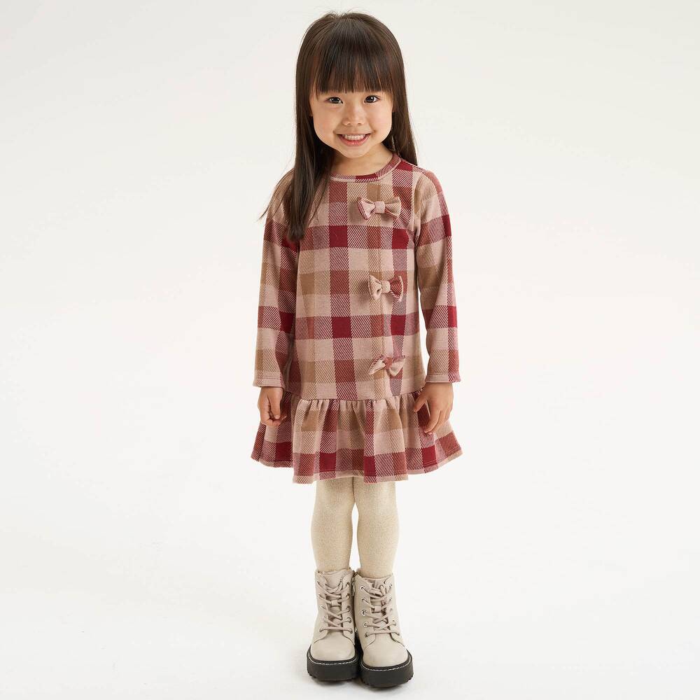 iDO Baby-Girls Pink & Beige Check Dress | Childrensalon Outlet