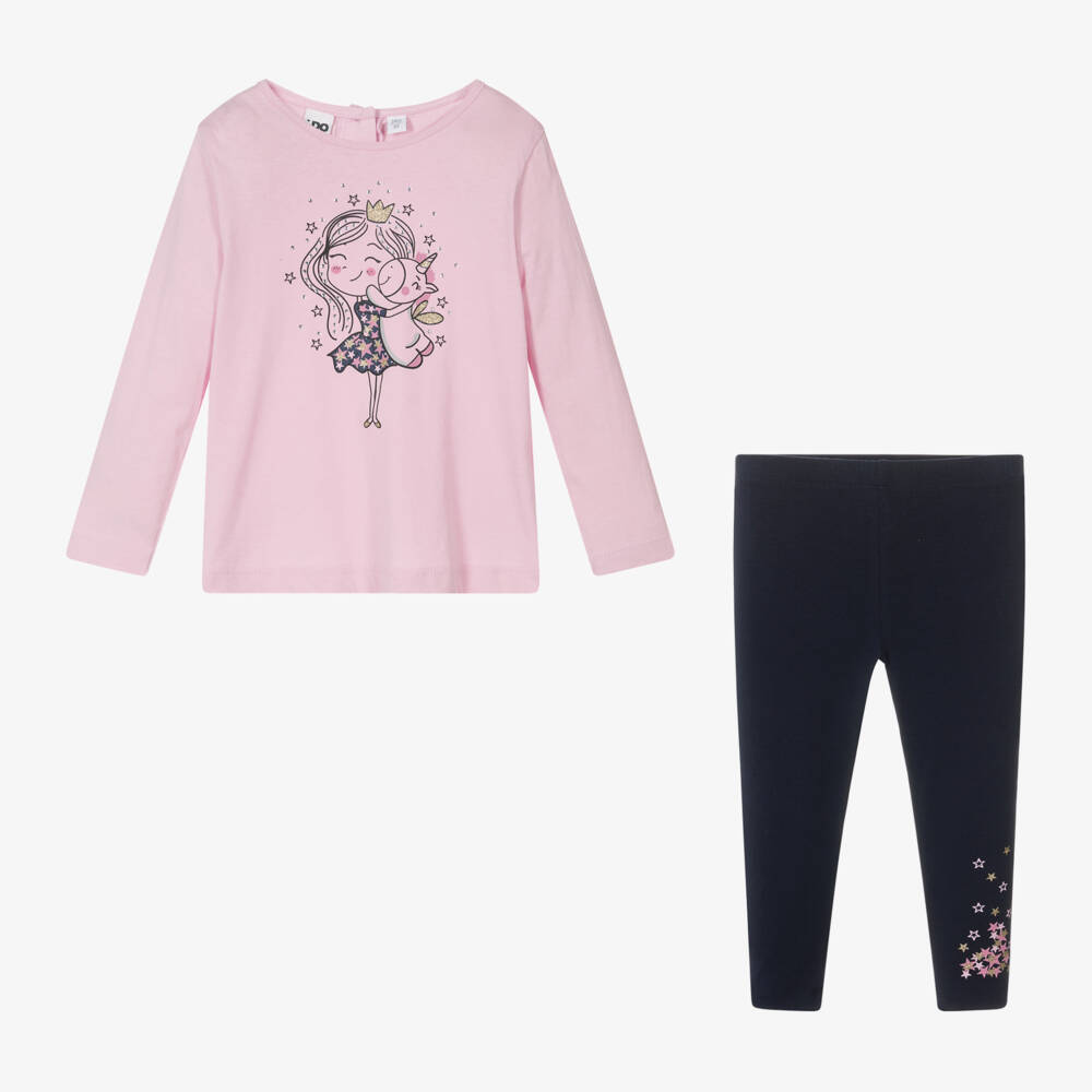 iDO Baby-Girls Pink & Blue Leggings Ensemble | Childrensalon Outlet