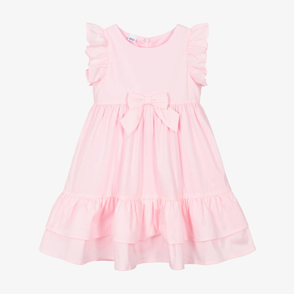 iDO-Girls Pink Bow Dress with Ruffles | Childrensalon Outlet