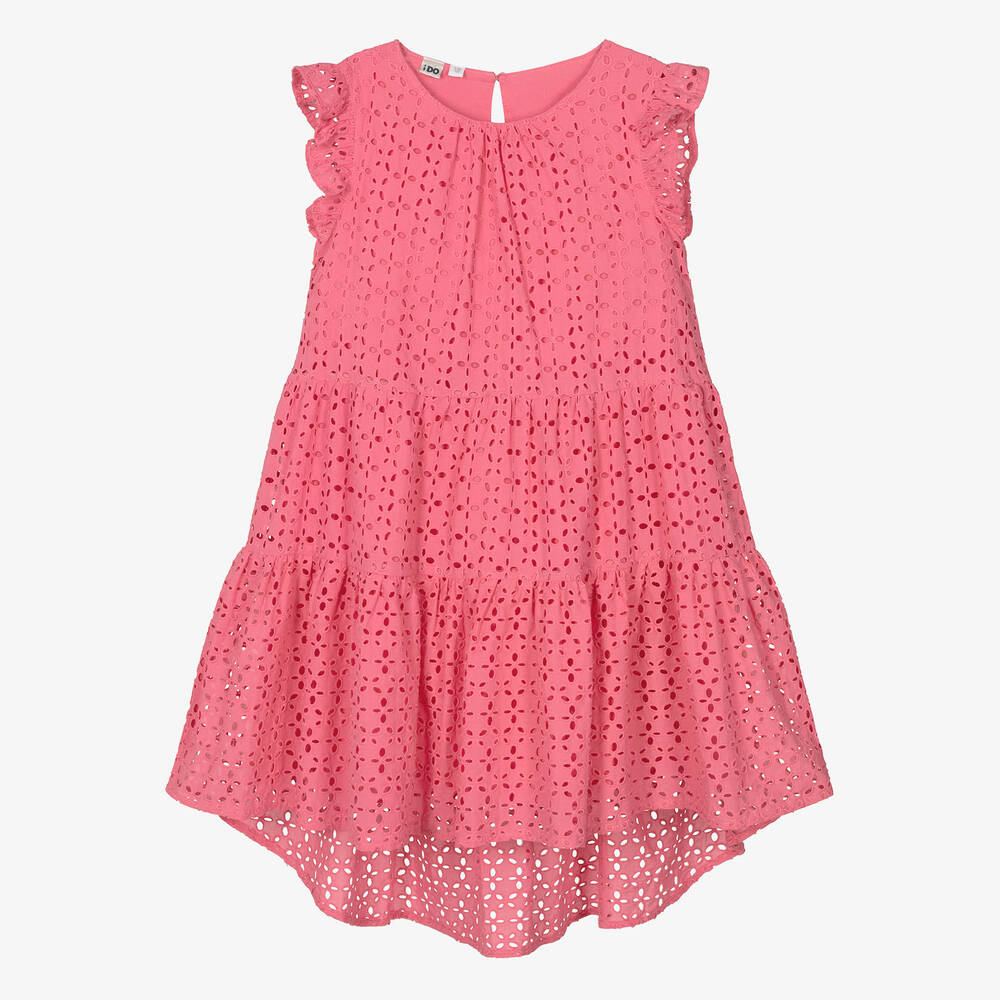 iDO Junior - Rosa Kleid mit Lochstickerei | Childrensalon