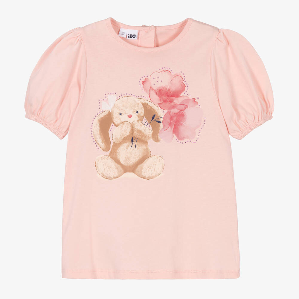 iDO Baby - Girls Pink Bunny Cotton T-Shirt | Childrensalon