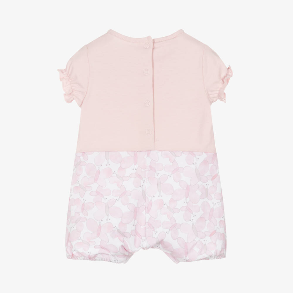 iDO Mini-Girls' Pink Butterfly Cotton Romper | Childrensalon Outlet