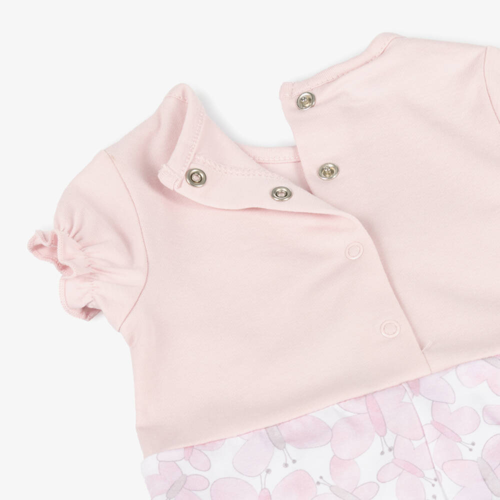 iDO Mini-Girls' Pink Butterfly Cotton Romper | Childrensalon Outlet