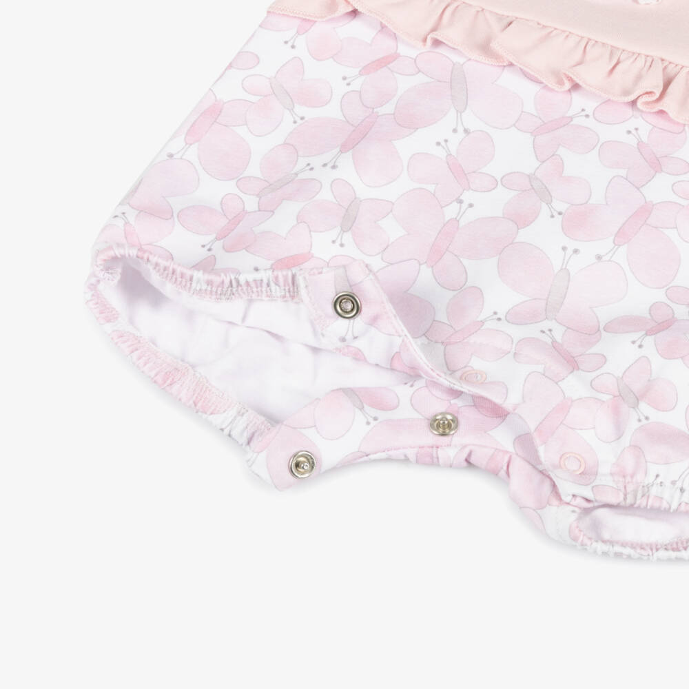 iDO Mini-Girls' Pink Butterfly Cotton Romper | Childrensalon Outlet