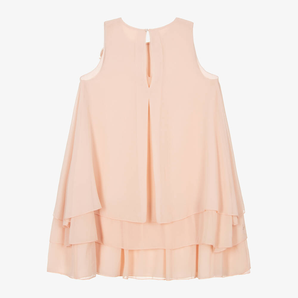 iDO Junior-Girls Pink Chiffon Flower Dress | Childrensalon Outlet