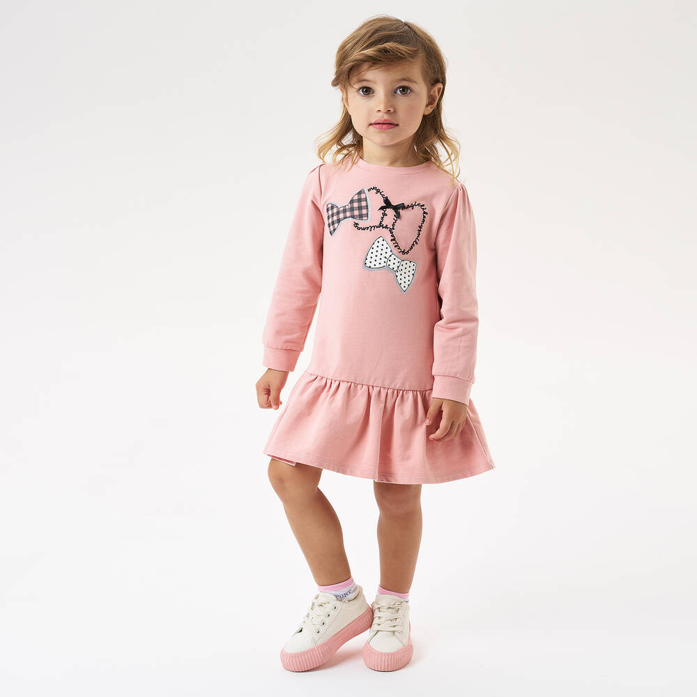 iDO Малыши-Розовое хлопковое платье с бантиками | Childrensalon Outlet