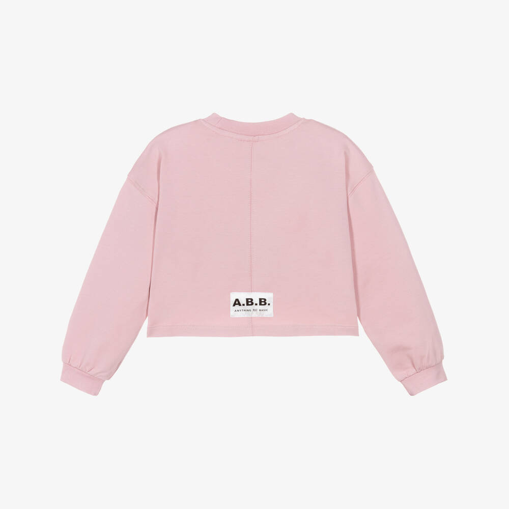 iDO-Girls Pink Cotton Cropped Sweatshirt | Childrensalon Outlet