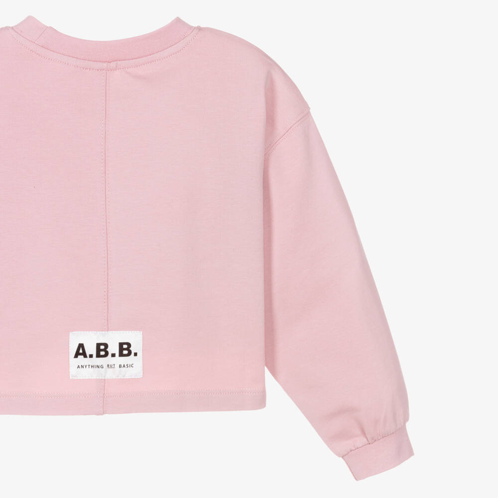 iDO-Girls Pink Cotton Cropped Sweatshirt | Childrensalon Outlet