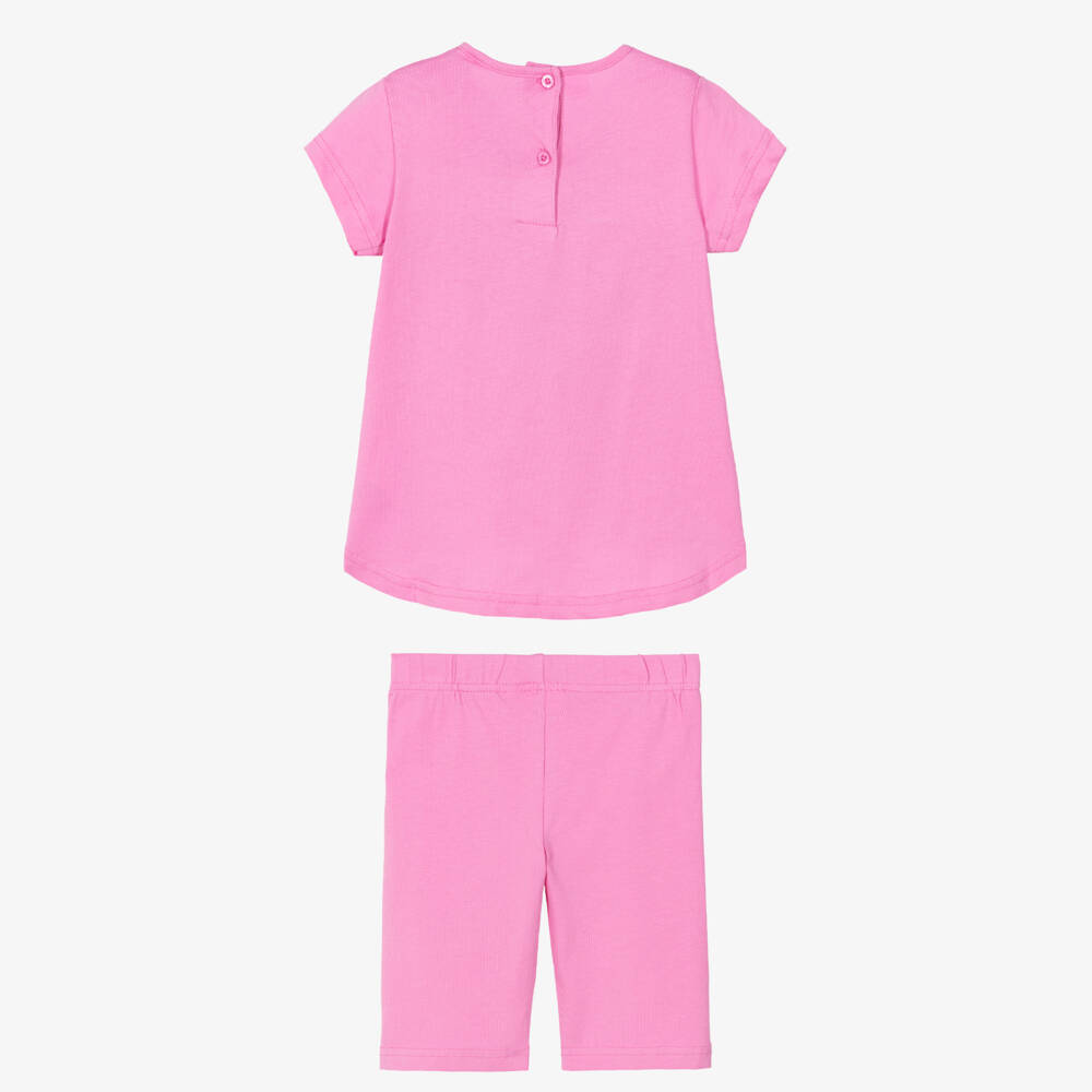 iDO-Girls Pink Cotton Jersey Love Shorts Set | Childrensalon Outlet