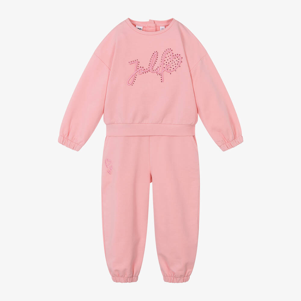 iDO Baby-بدلة رياضية قطن جيرسي لون زهري للبنات | Childrensalon Outlet