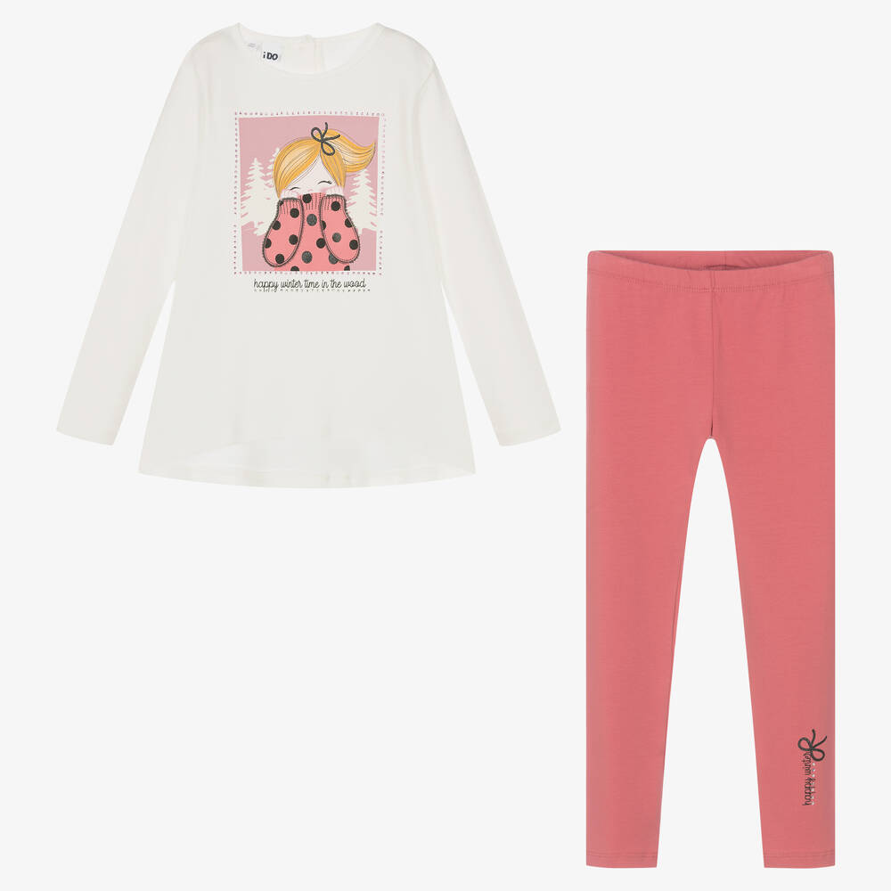 iDO Baby-Girls Pink Cotton Leggings Set | Childrensalon Outlet