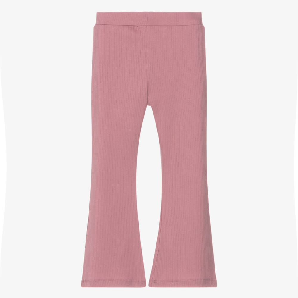 iDO-Girls Pink Cotton Ribbed Flared Trousers | Childrensalon Outlet