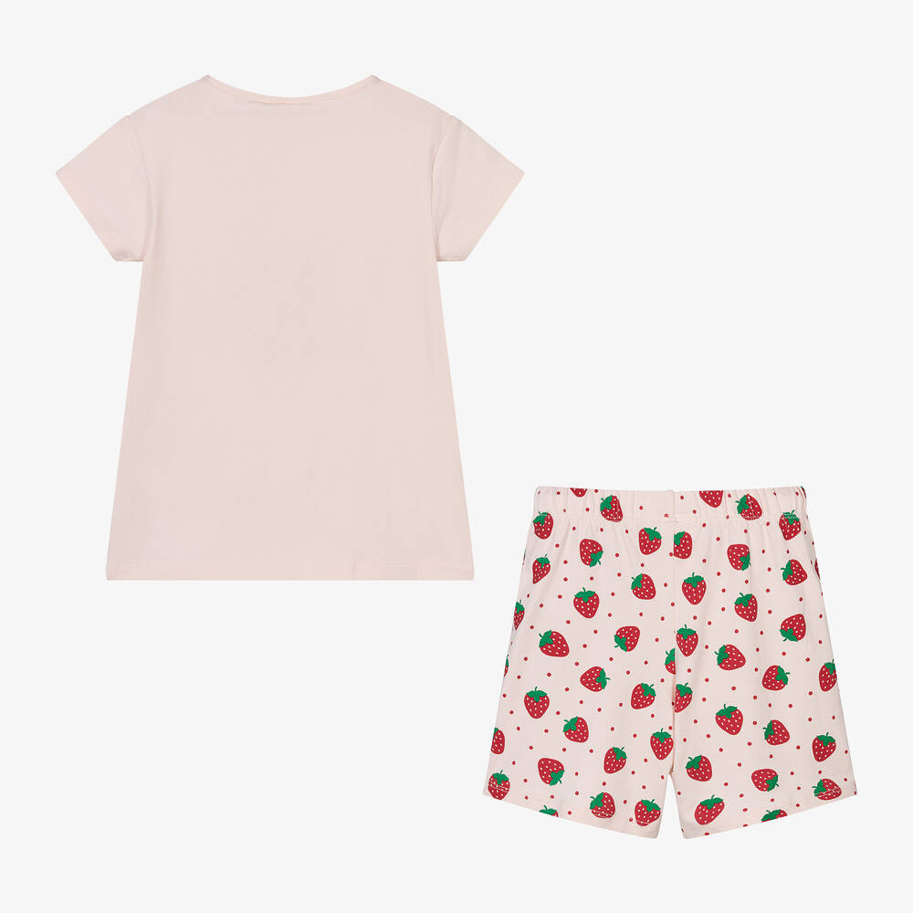 iDO Baby-بيجاما شورت قطن جيرسي لون زهري للبنات | Childrensalon Outlet